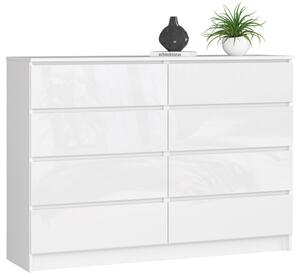 Komoda K140 8SZ CLP biela, lesk