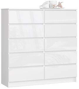Komoda K120 10SZ CLP biela, lesk