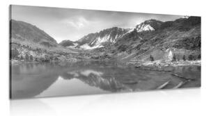 Obraz majestátne hory v čiernobielom prevedení - 100x50