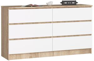 Komoda K140 6SZ CLP sonoma / biela