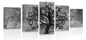 5-dielny obraz čiernobiely strom života - 100x50