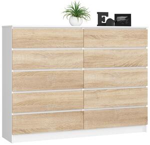 Komoda K160 10SZ CLP biela / sonoma