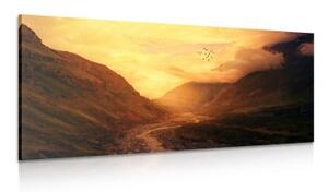 Obraz západ slnka nad horou - 100x50