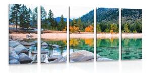 5-dielny obraz jazero v nádhernej prírode - 100x50