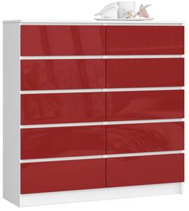 Komoda K120 10SZ CLP červená lesk