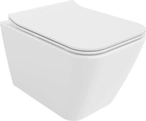 Toaleta Mexen Cube Rimless s toaletným sedadlom slim, duroplast, biela - 30924000