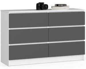 Komoda K120 6SZ CLP biela / sivá
