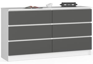 Komoda K140 6SZ CLP biela / sivá