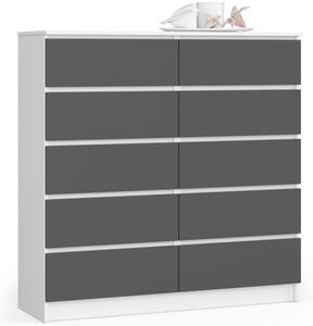 Komoda K120 10SZ CLP biela / sivá