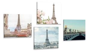 Set obrazov Eiffelova veža - 4x 40x40