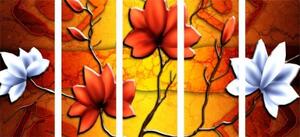5-dielny obraz kvety v etno štýle - 100x50