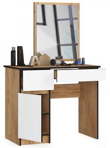 Ak furniture Kozmetický stolík so zrkadlom P-2/SL dub craft / biely vľavo