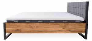 Manželská posteľ Pescara 180x200 v kombinácii dubového masívu a kovu (niekoľko farebných variantov)