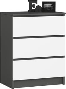 Komoda K60 3SZ CLP grafitová / sivá, biela