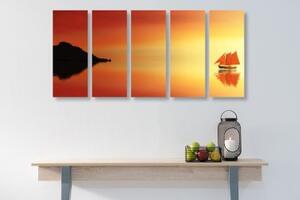 5-dielny obraz oranžová plachetnica - 100x50