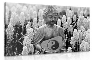 Obraz jin a jang Budha v čiernobielom prevedení - 120x80