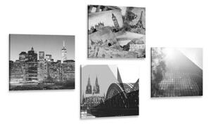 Set obrazov mestá v zaujímavom prevedení - 4x 40x40