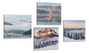 Set obrazov zimná zasnežená krajina - 4x 40x40