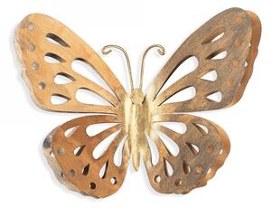 Hanah Home Nástenná kovová dekorácia Motýľ 32x29 cm zlatá