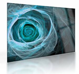 Sklenený obraz - Abstraktné ruže modrá s čiernym pozadím (70x50 cm)