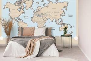 Samolepiaca tapeta mapa sveta s béžovým okrajom - 225x150