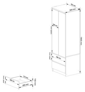 Skriňa STAR S 60 cm 2D 2SZ zrkadlá CLP biela / sivá