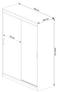 Šatníková skriňa s posuvnými dverami 150 cm CLP mono sonoma / wenge