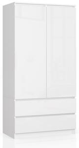 Skriňa S 90 cm 2D 2SZ CLP biela, lesk