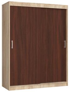 Šatníková skriňa s posuvnými dverami 150 cm CLP mono sonoma / wenge