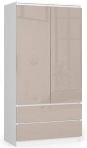 Skriňa S 90 cm 2D 2SZ CLP biela / cappuccino, lesk