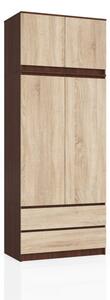 Skriňa s nadstavcom S 90 cm 2D 2SZ CLP wenge / sonoma