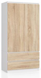 Skriňa S 90 cm 2D 2SZ CLP biela / sonoma