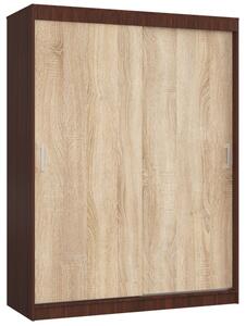 Šatníková skriňa s posuvnými dverami 150 cm CLP mono wenge / sonoma