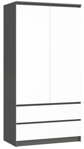 Skriňa S 90 cm 2D 2SZ CLP grafitová / sivá / biela