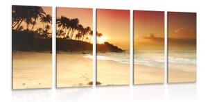 5-dielny obraz západ slnka na Srí Lanke - 100x50