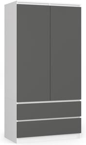 Skriňa S 90 cm 2D 2SZ CLP biela / sivá