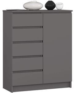 Komoda K80 1D 5SZ PK grafitová / sivá