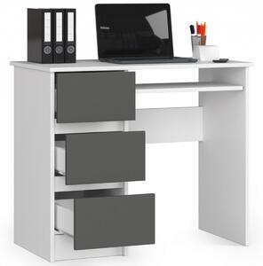 Ak furniture Písací stôl A-6 90 cm ľavý biely/grafit