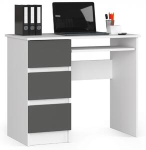 Ak furniture Písací stôl A-6 90 cm ľavý biely/grafit