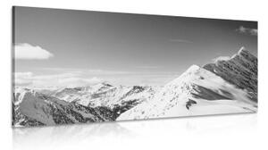 Obraz zasnežené pohorie v čiernobielom prevedení - 100x50