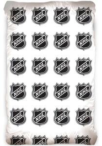 Hokejové prestieradlo na jednolôžko National Hockey League - NHL - biele - 90 x 200 + 25 cm