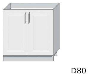 Kuchynská skrinka dolná dvojdverová NATALIA D80, 80x82x44,6, popol/biela lesk