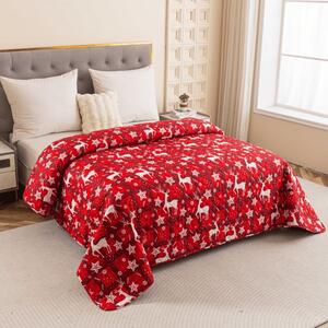 Prehoz na posteľ VELVET CHRISTMAS červený Rozmer: 170 x 210 cm