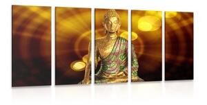 5-dielny obraz socha Budhu s abstraktným pozadím - 200x100
