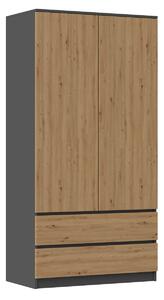 TP Living Šatní skříň MALWA I 90 cm antracit/dub artisan