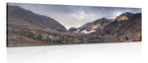 Obraz majestátne hory s jazerom - 120x40