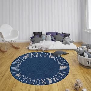 Hanse Home Collection koberce Detský kusový koberec Flatweave 104886 Blue / Cream kruh - 120x120 (průměr) kruh cm