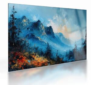 Sklenený obraz - Maľba hôr (70x50 cm)