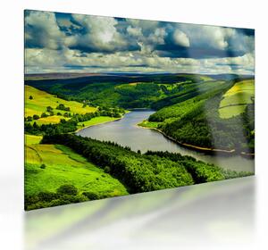 Sklenený obraz - Zelená krajina (70x50 cm)