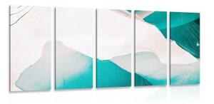 5-dielny obraz moderná modrá abstrakcia - 100x50